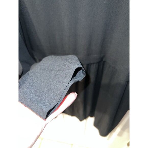 J Jill Babydoll Top Womens Size XL Long Sleeve Rayon Pleated Black Blouse - Picture 3 of 9